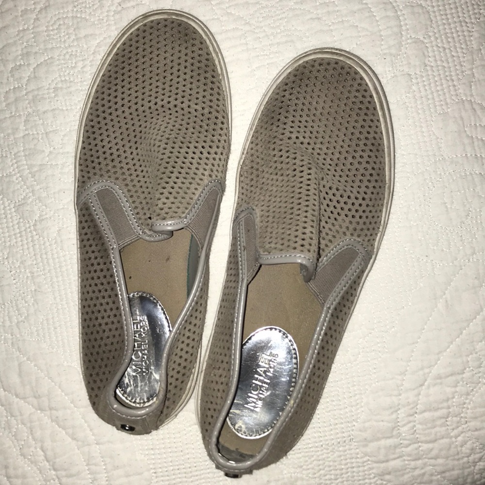 Michael Kors tan slip ons